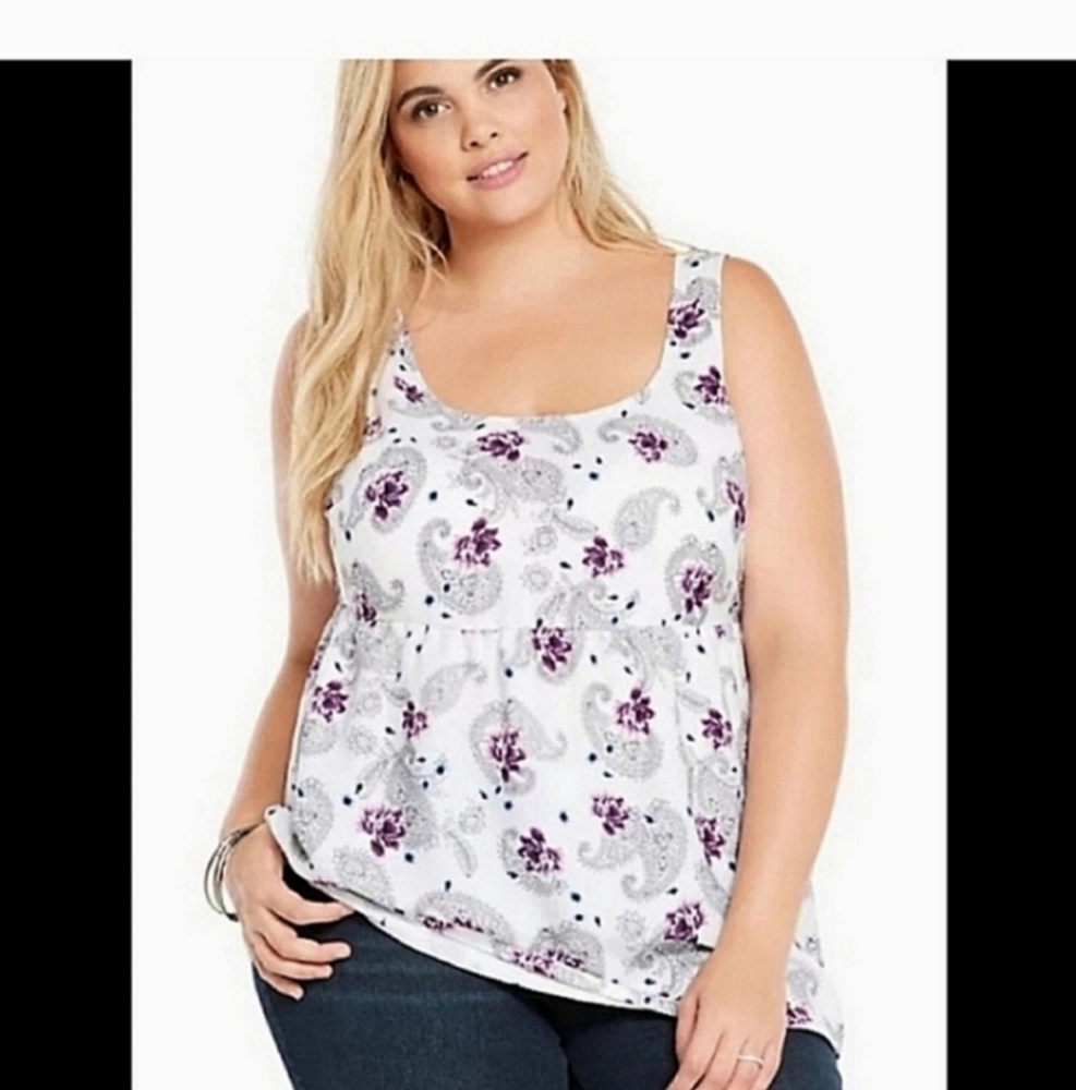 torrid White Floral Paisley Tank Top